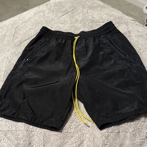 Forever 21 Black Athletic Shorts with Yellow Accent